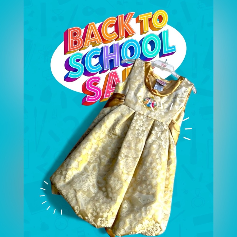 Disney Gold Princess Dress with Floral Pattern